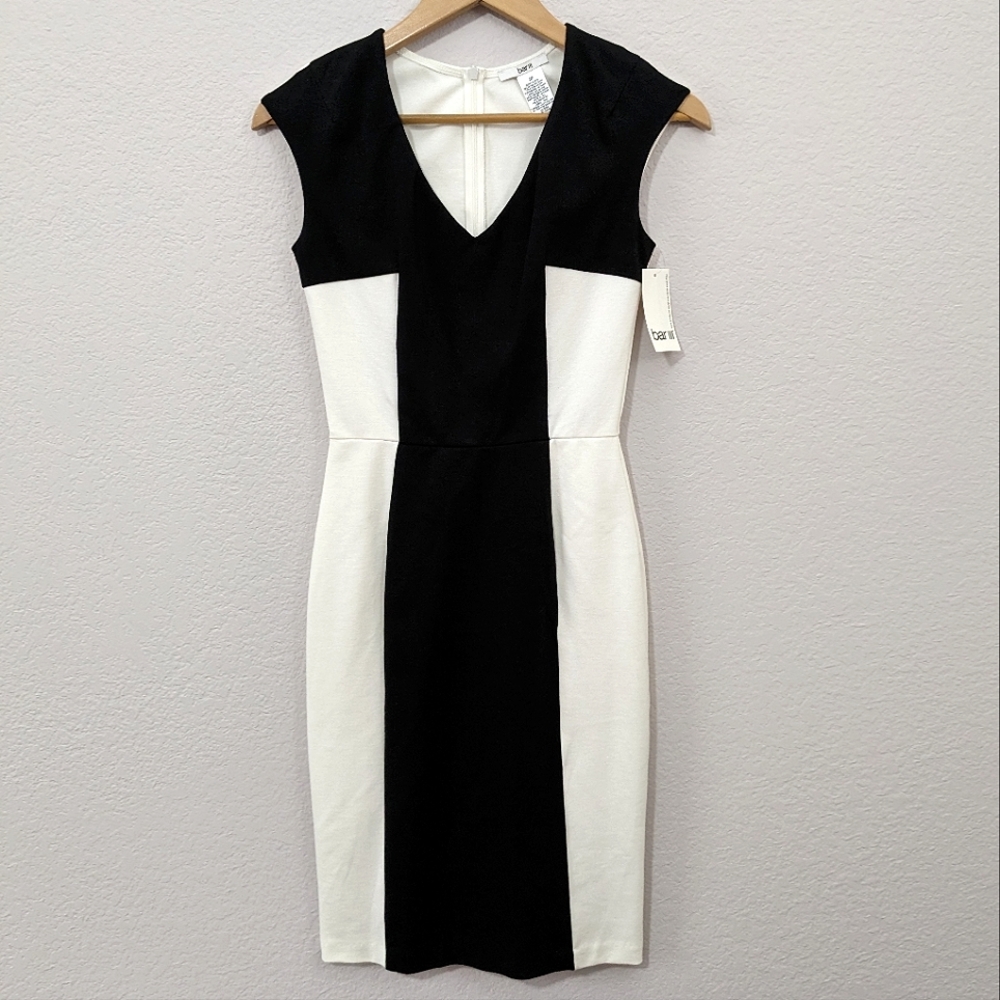 Bar iii Illusion Colorblock Sheath Dress, Black & White